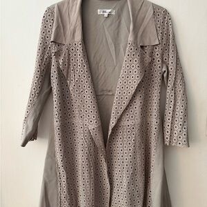 My Tribe Mauve-ish Gray Leather and Rayon Cardigan